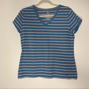 Nordic Track stretch cotton striped tee L